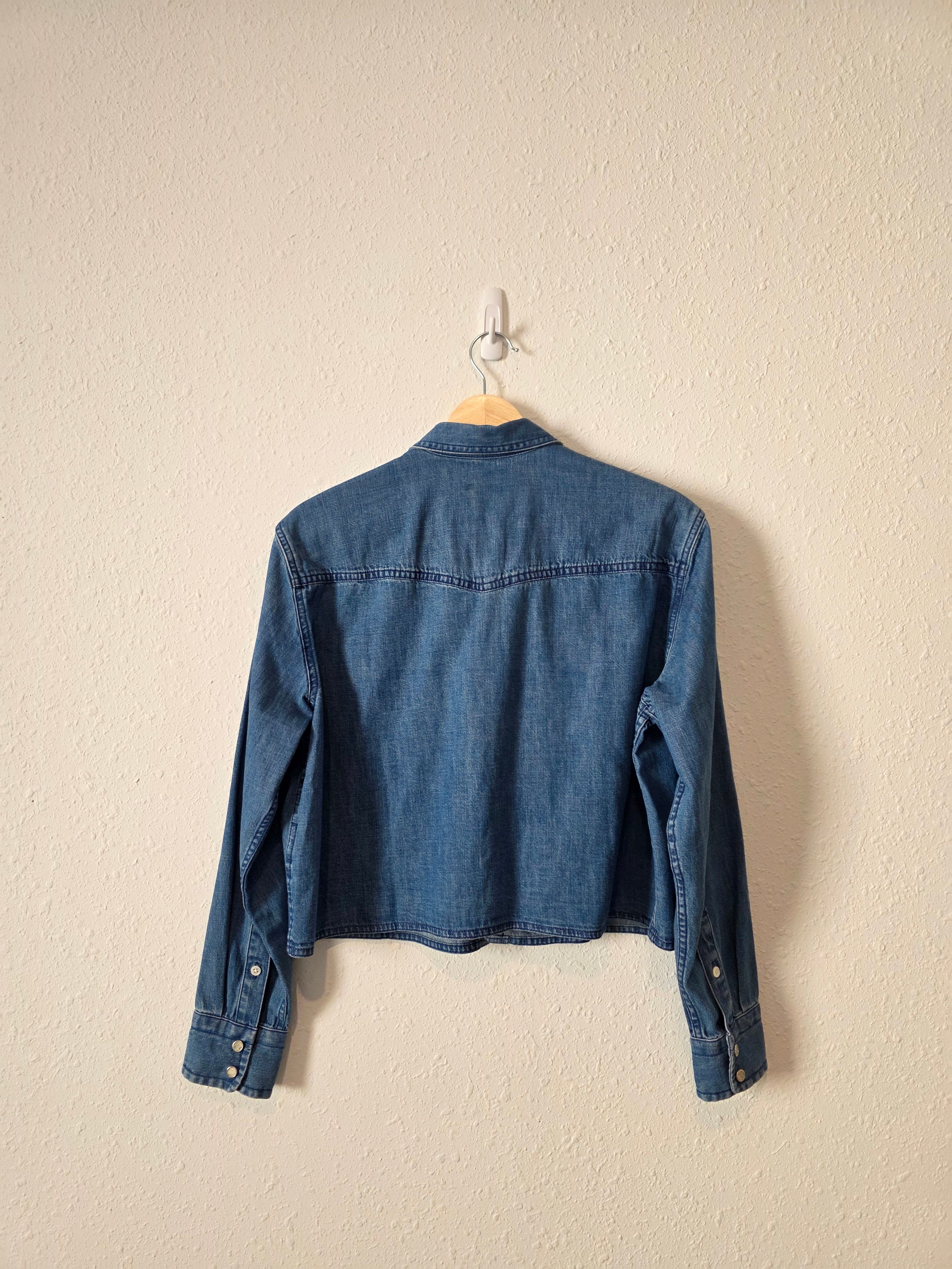 J.Crew Cropped Denim Button Up Shirt (6)