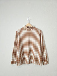 Neutral Striped Mockneck Top (S)