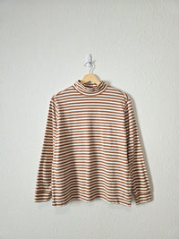 Neutral Striped Mockneck Top (S)