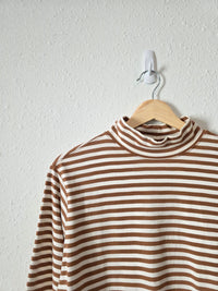 Neutral Striped Mockneck Top (S)