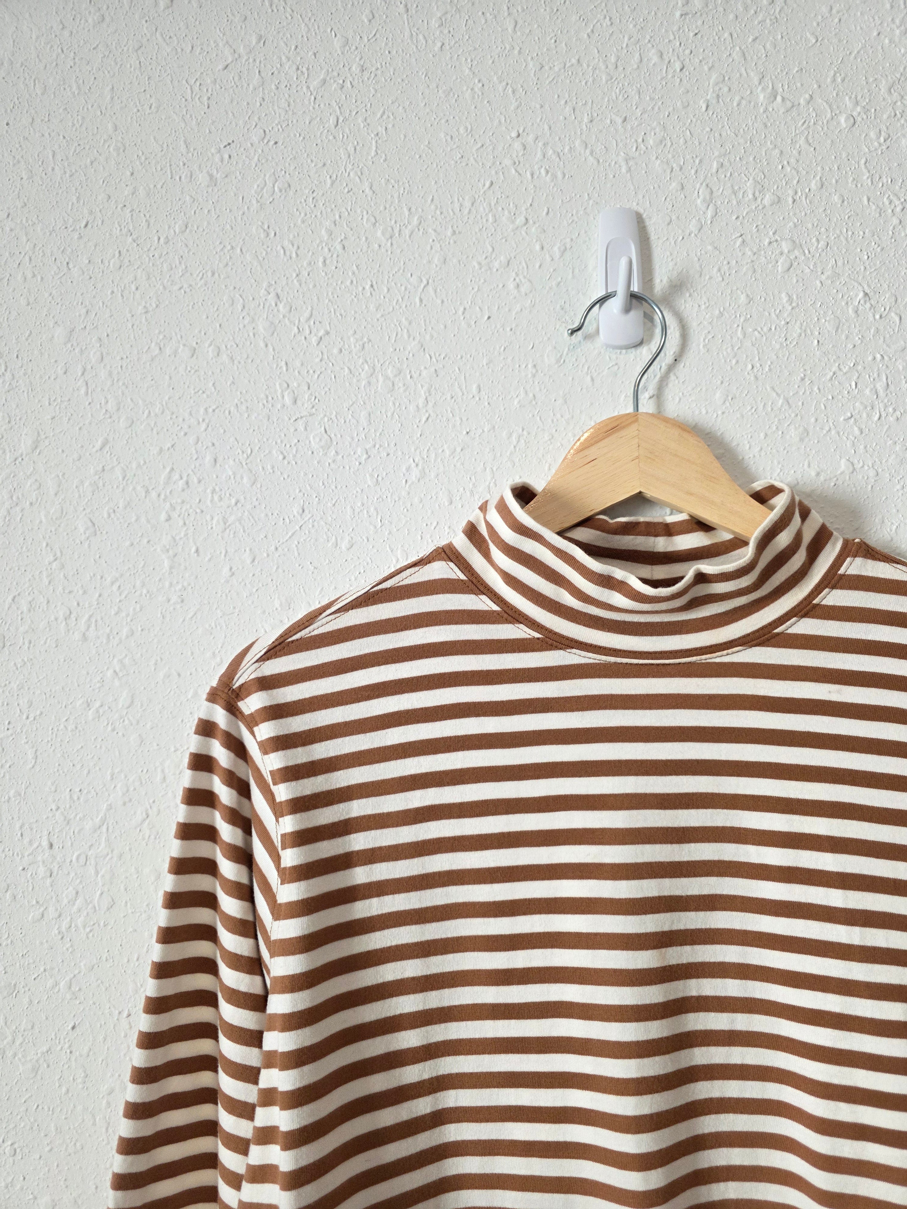 Neutral Striped Mockneck Top (S)
