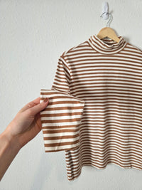 Neutral Striped Mockneck Top (S)