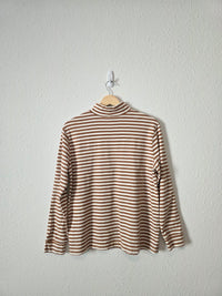 Neutral Striped Mockneck Top (S)