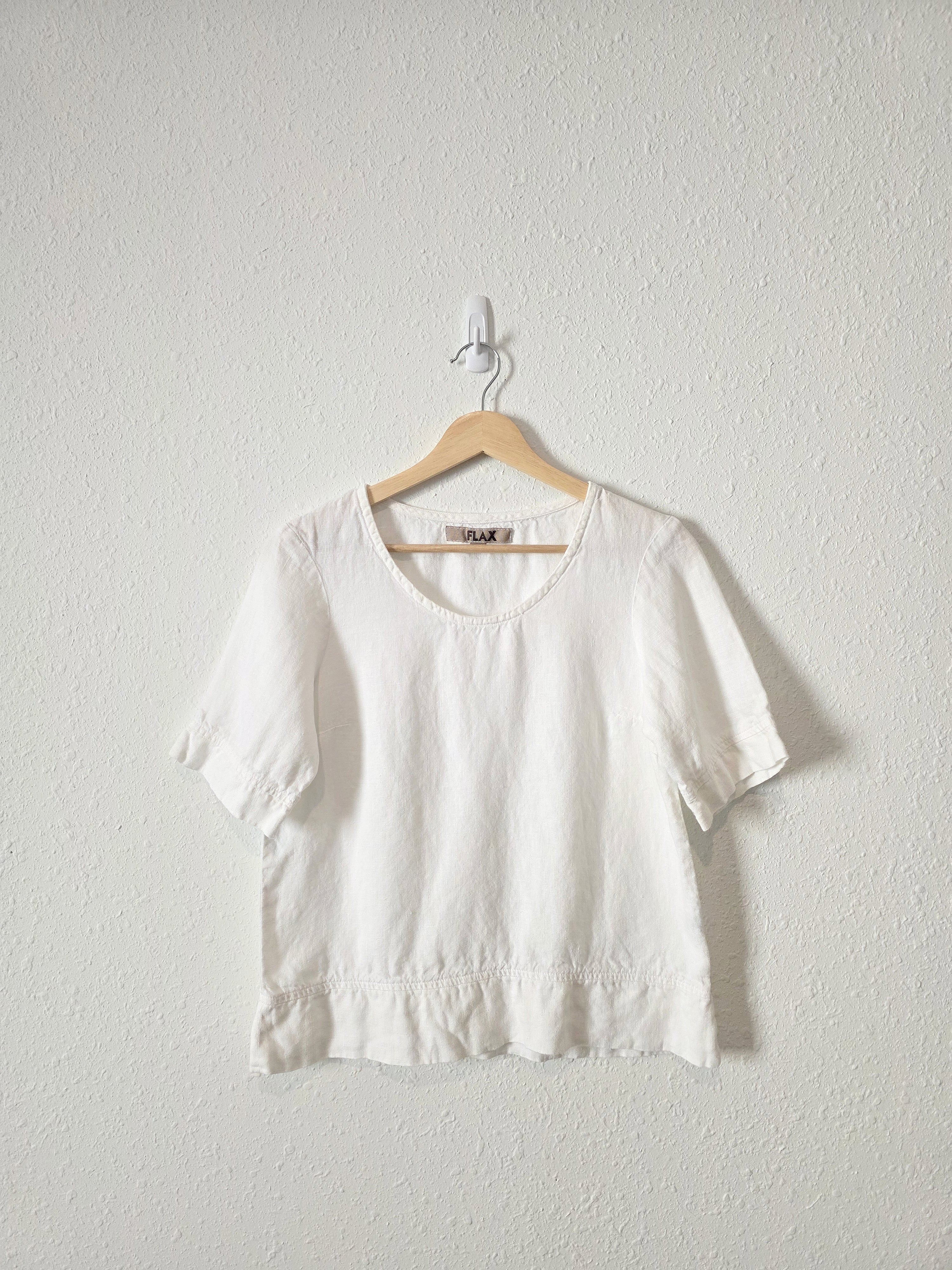 Flax White Boxy Linen Tee (XS/S)