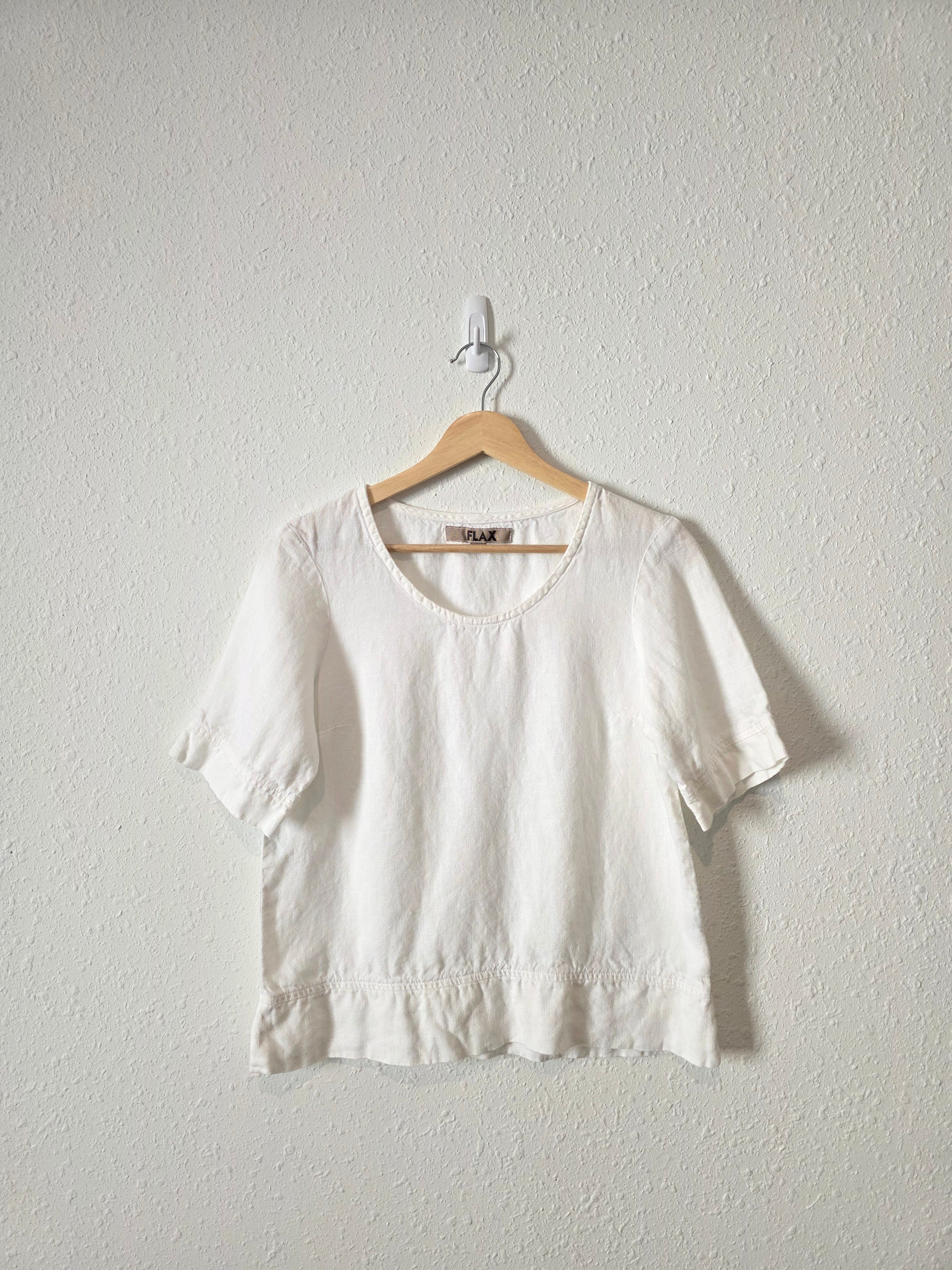 Flax White Boxy Linen Tee (XS/S)