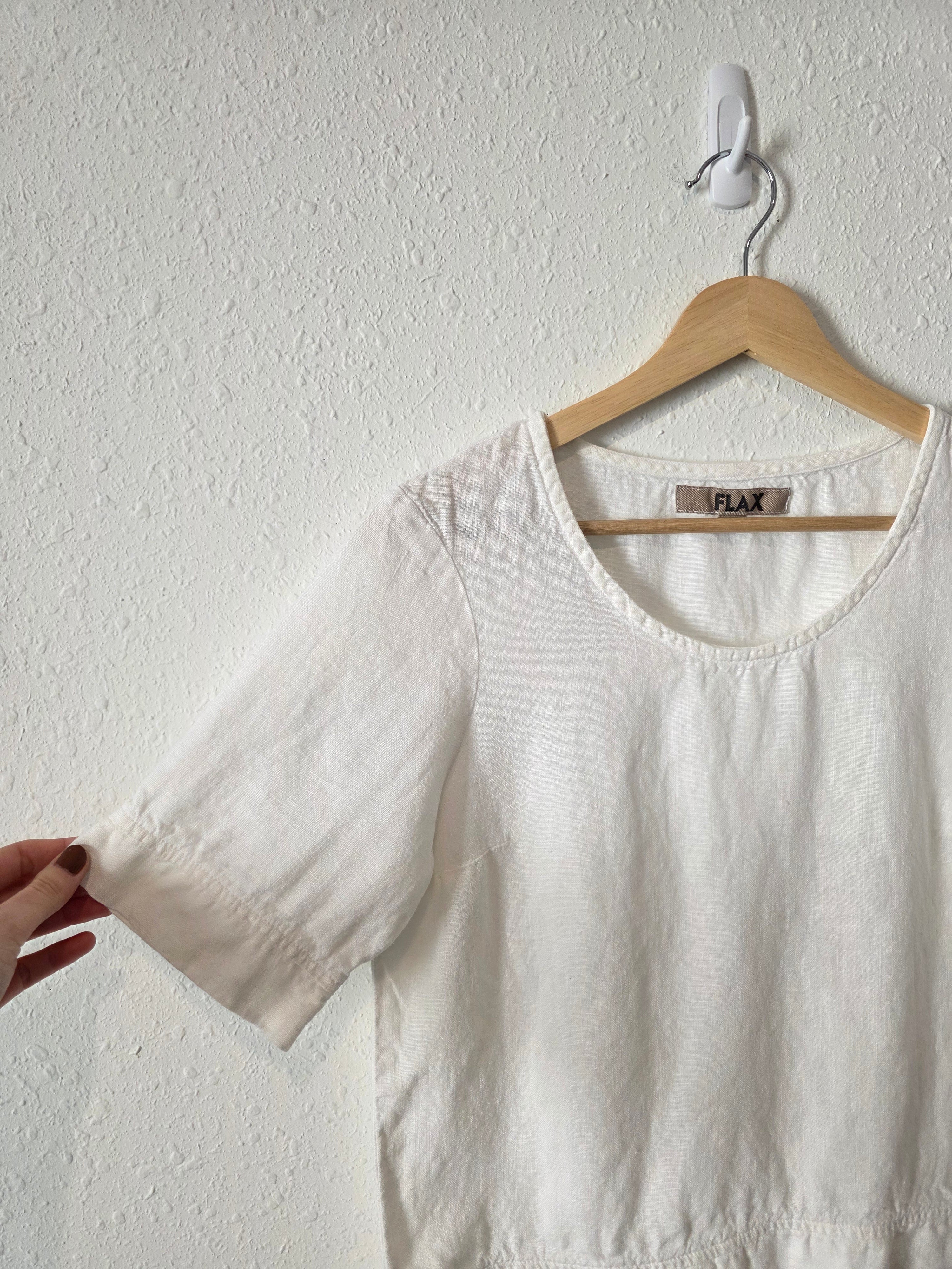 Flax White Boxy Linen Tee (XS/S)