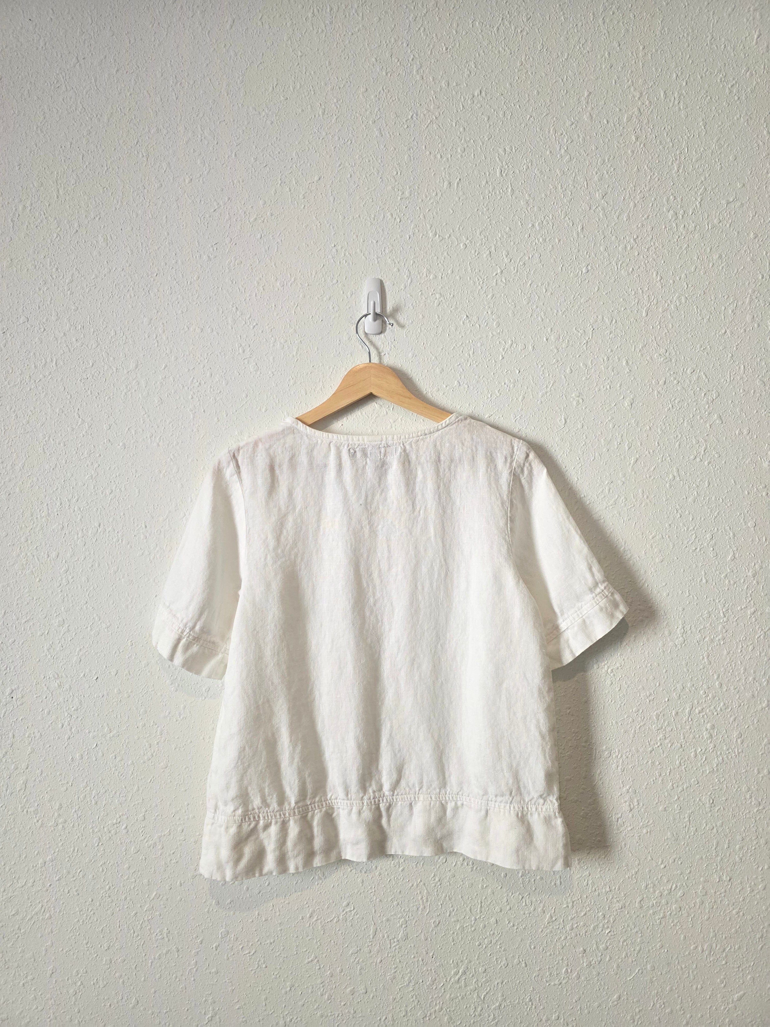 Flax White Boxy Linen Tee (XS/S)
