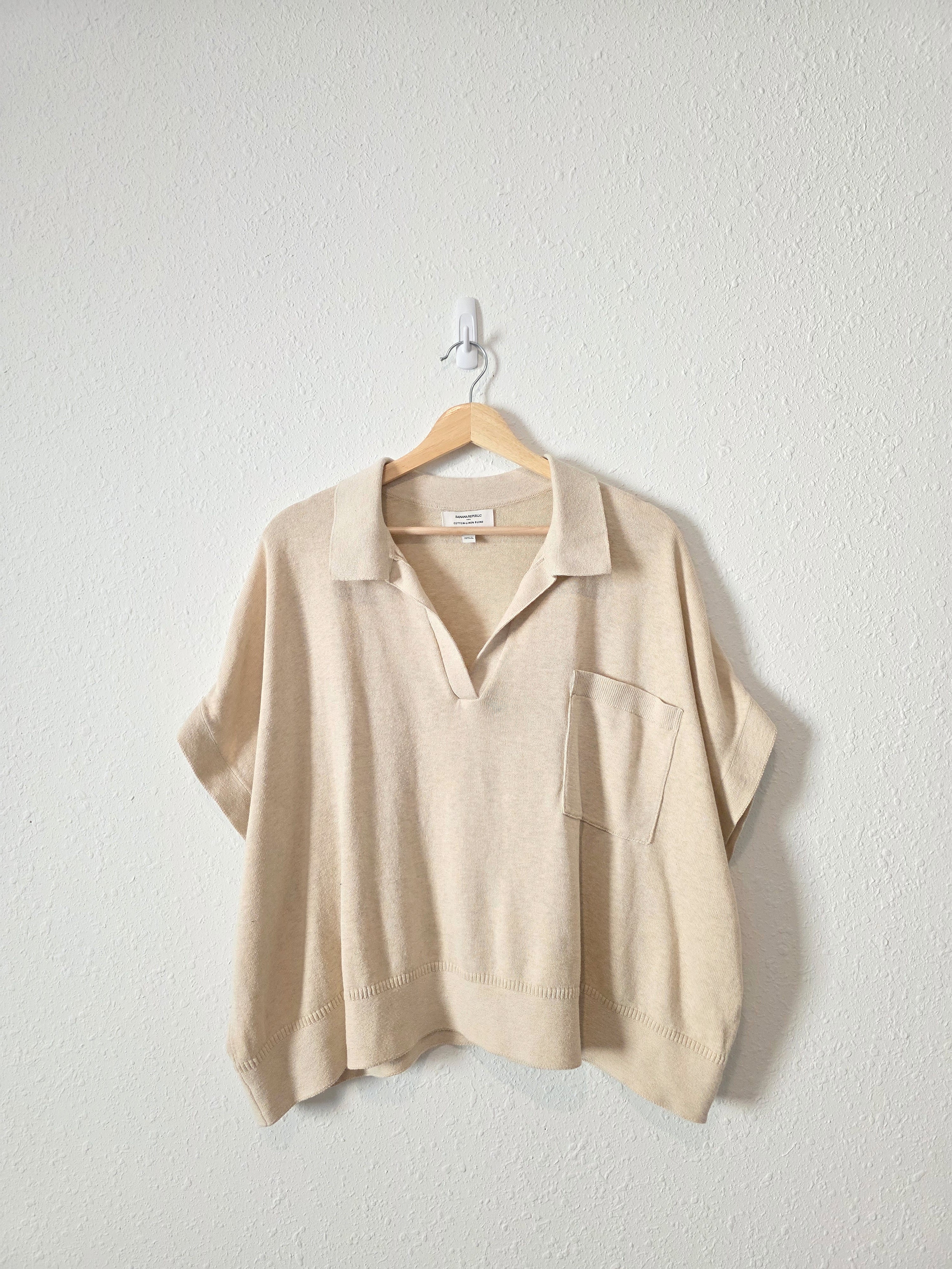 Banana Republic Oat Cotton Linen Relaxed Top (M/L)