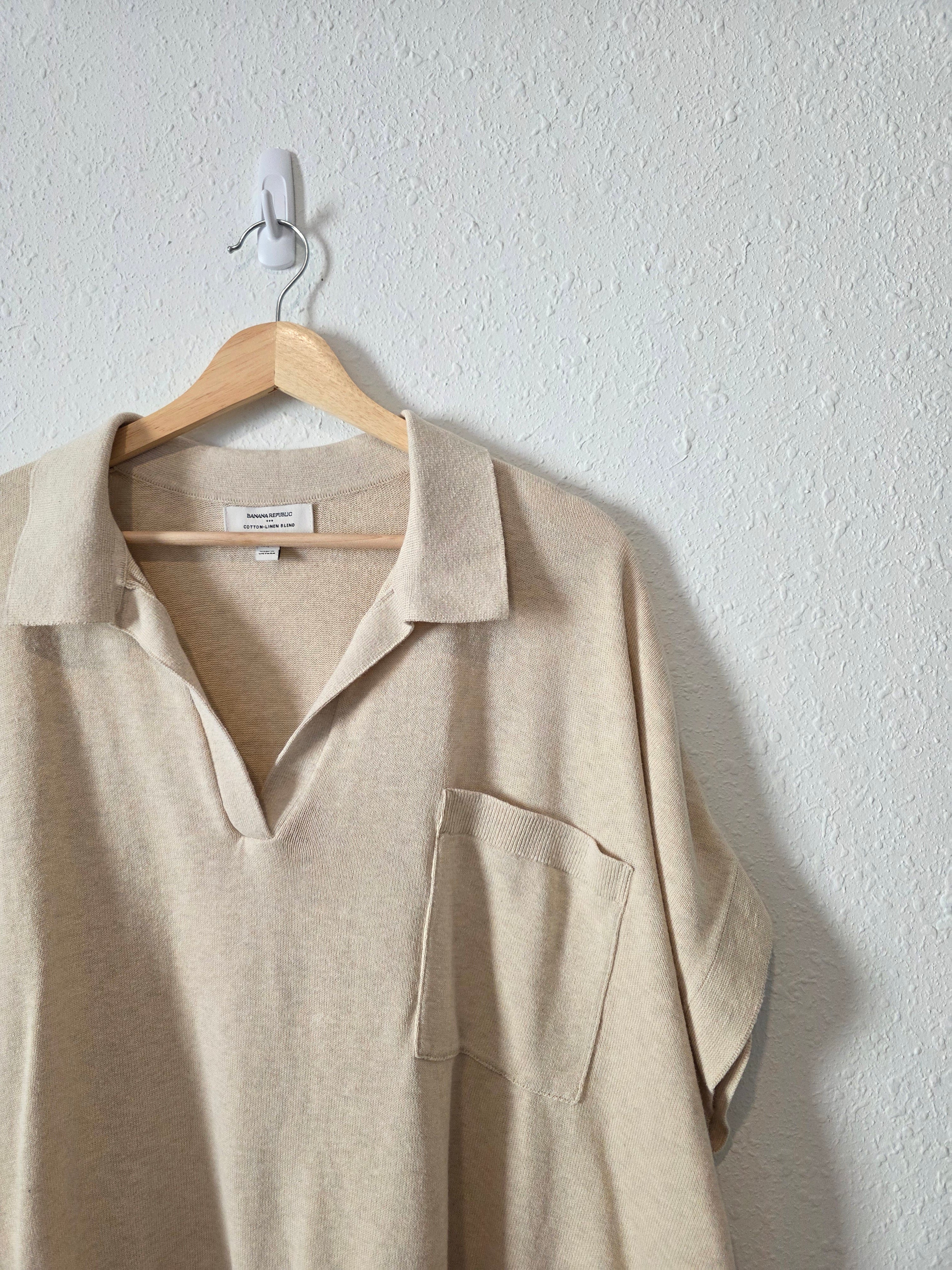 Banana Republic Oat Cotton Linen Relaxed Top (M/L)