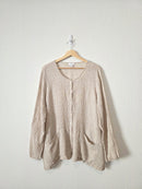 Neutral Textured Linen Button Up (XL)