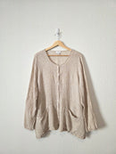 Neutral Textured Linen Button Up (XL)