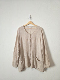 Neutral Textured Linen Button Up (XL)