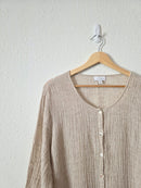 Neutral Textured Linen Button Up (XL)