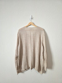 Neutral Textured Linen Button Up (XL)