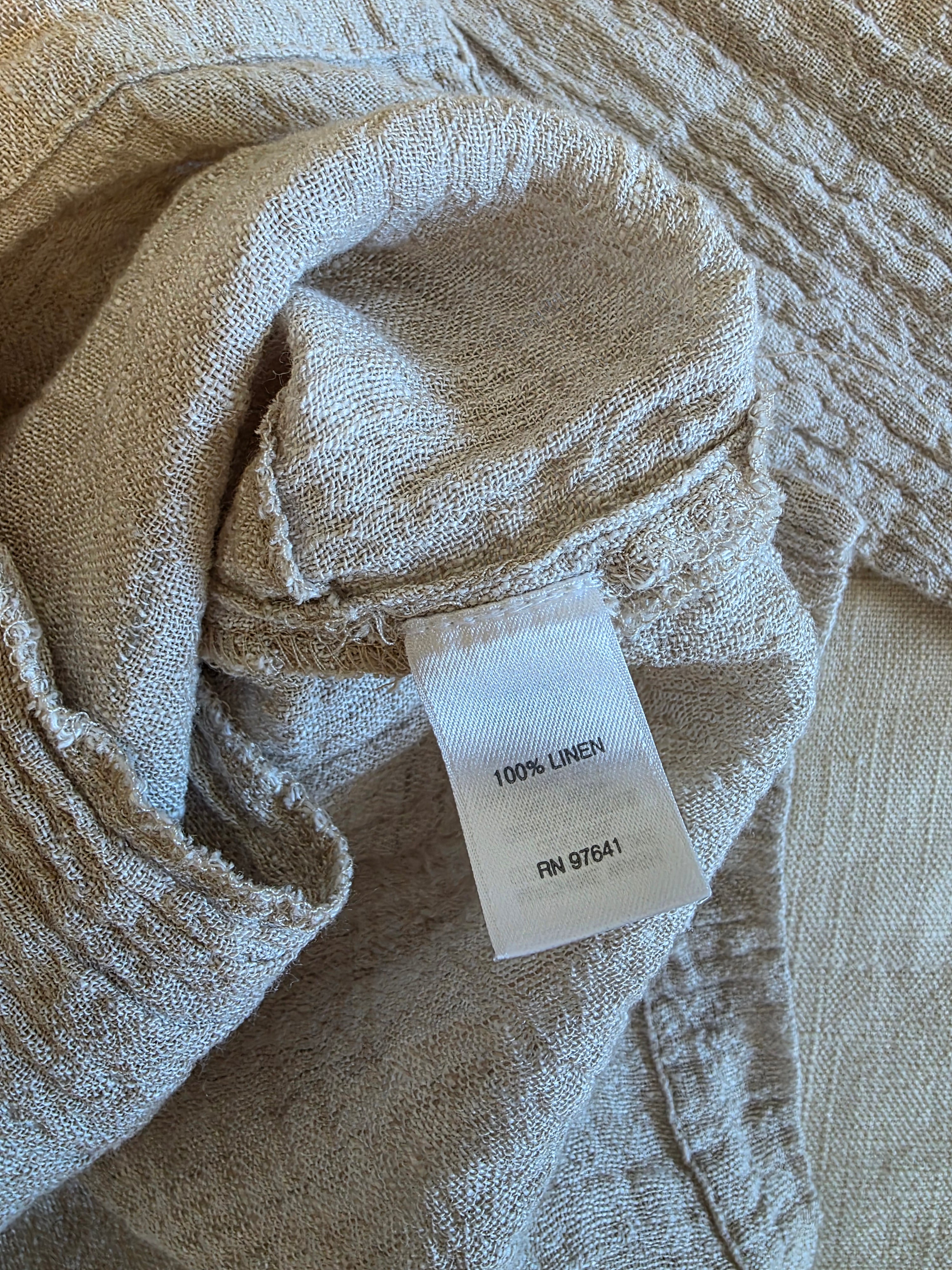 Neutral Textured Linen Button Up (XL)