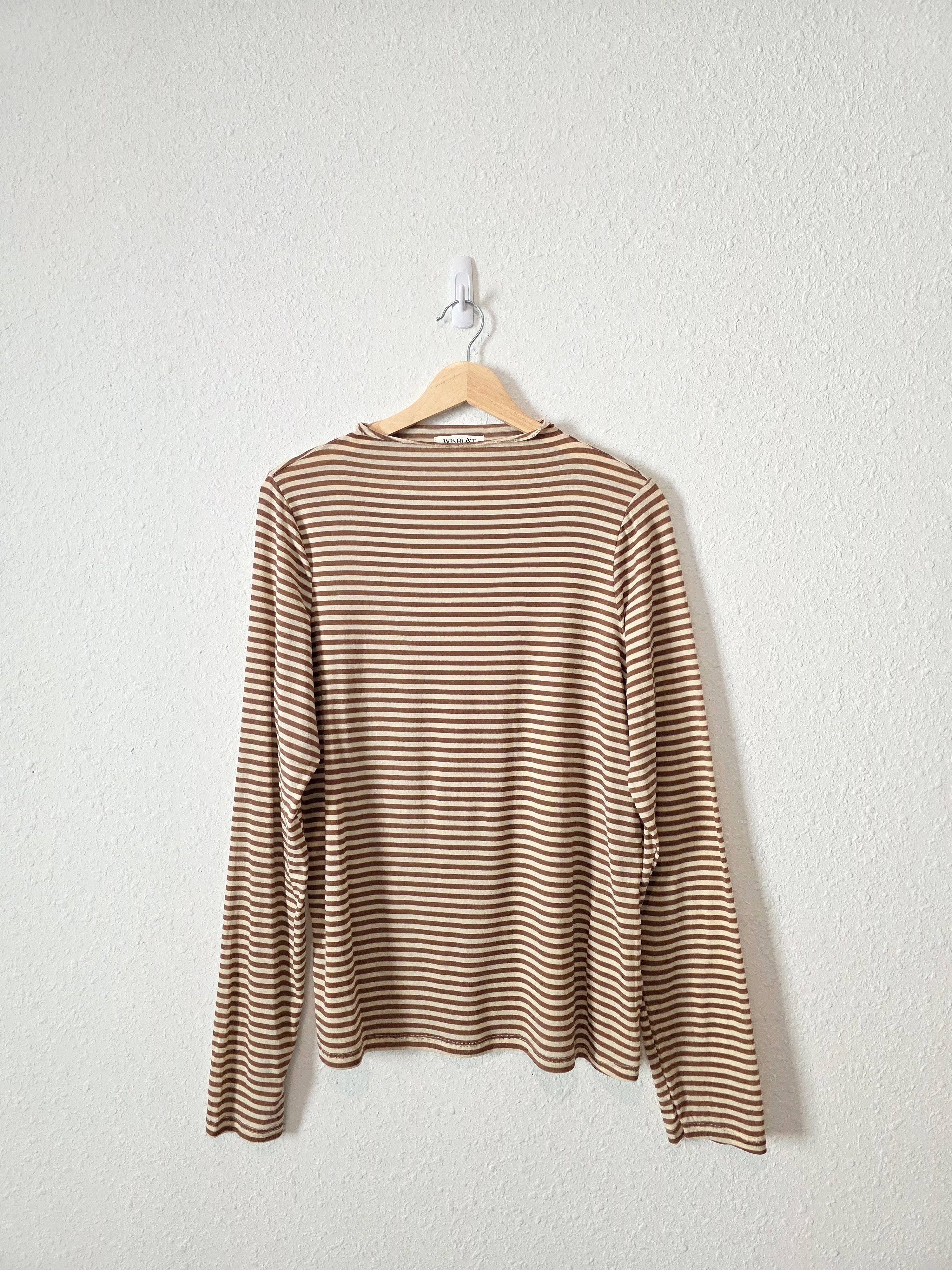 Wishlist Neutral Striped Rollneck Top (L)
