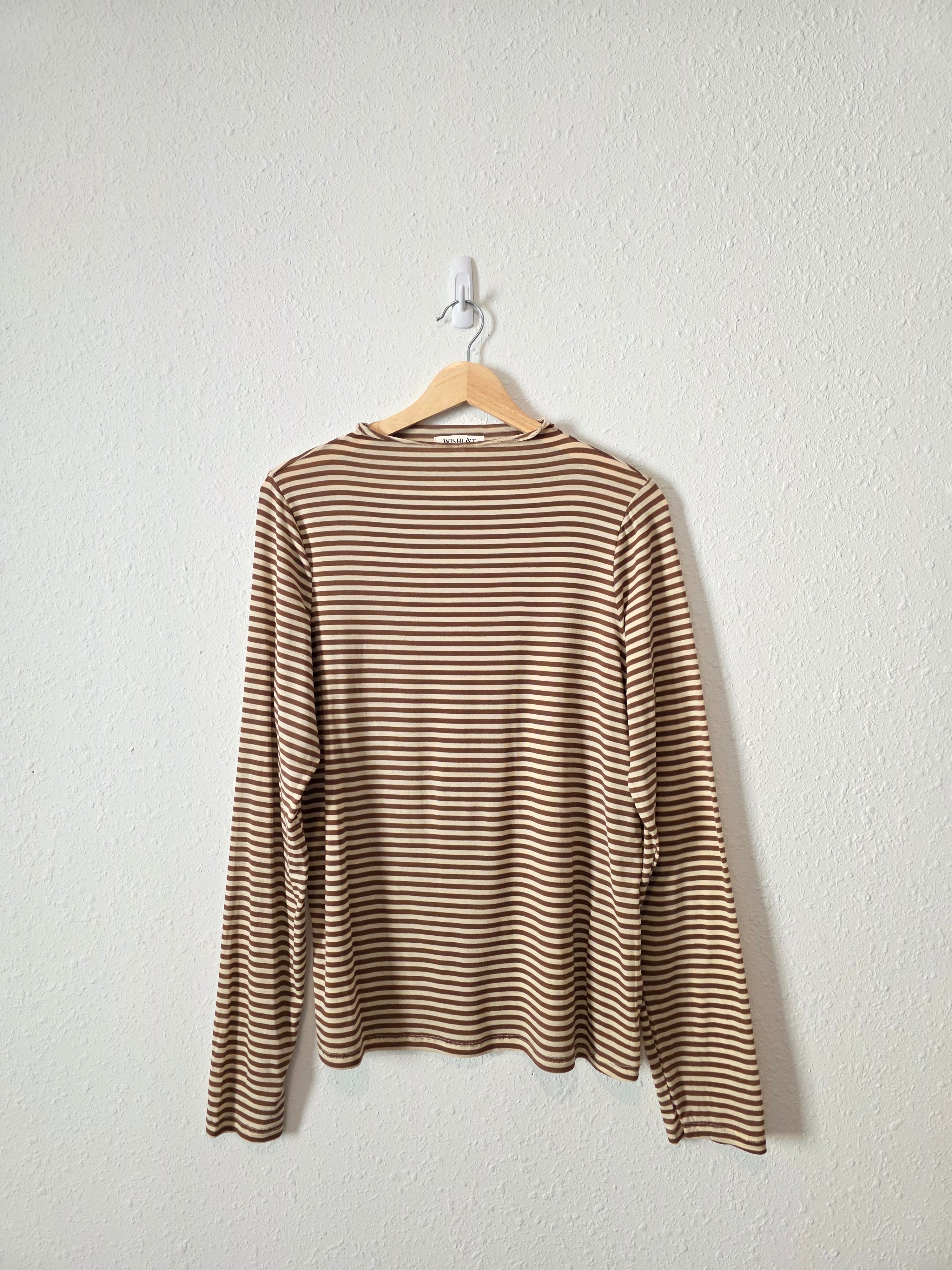 Wishlist Neutral Striped Rollneck Top (L)