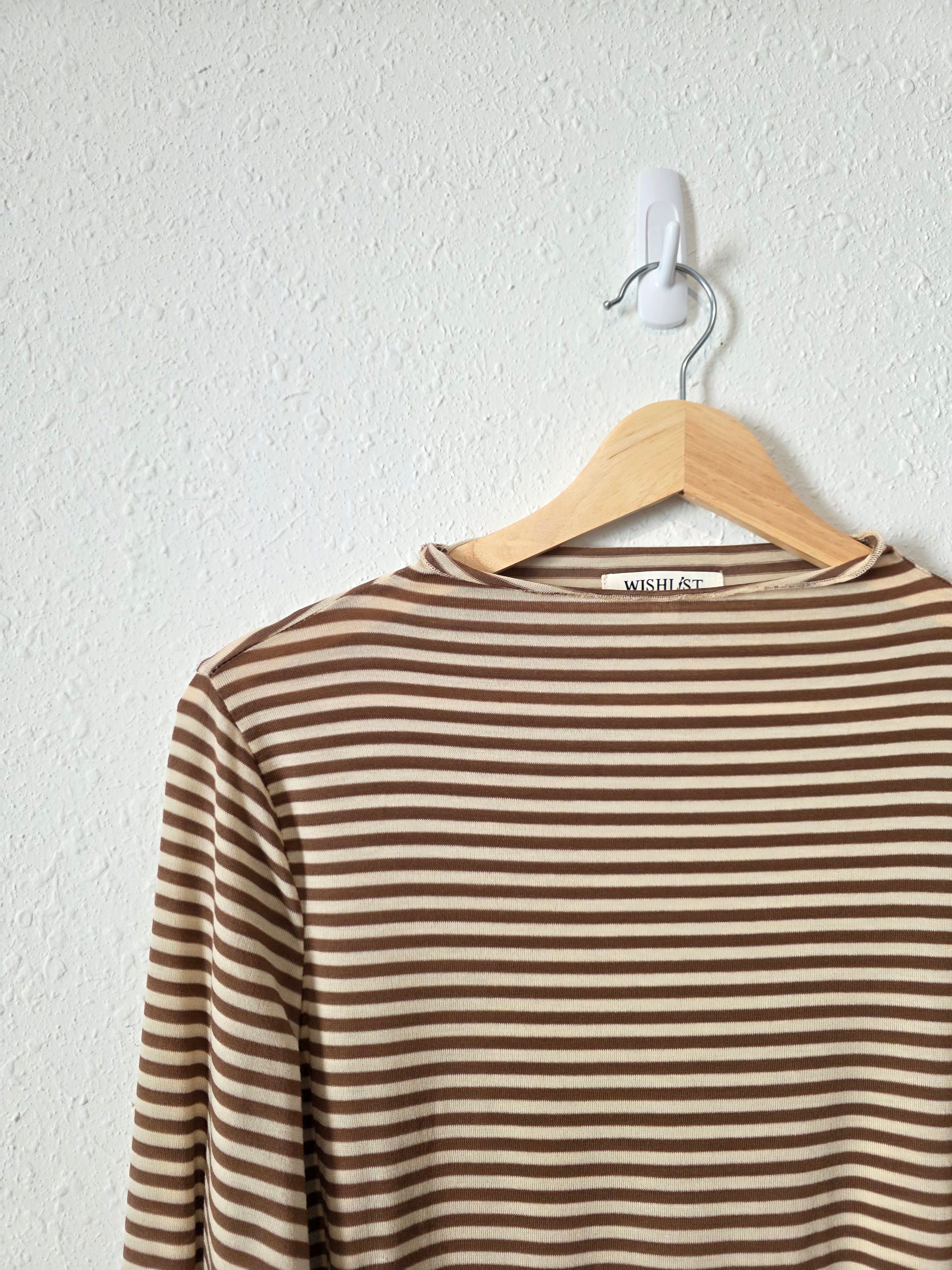 Wishlist Neutral Striped Rollneck Top (L)