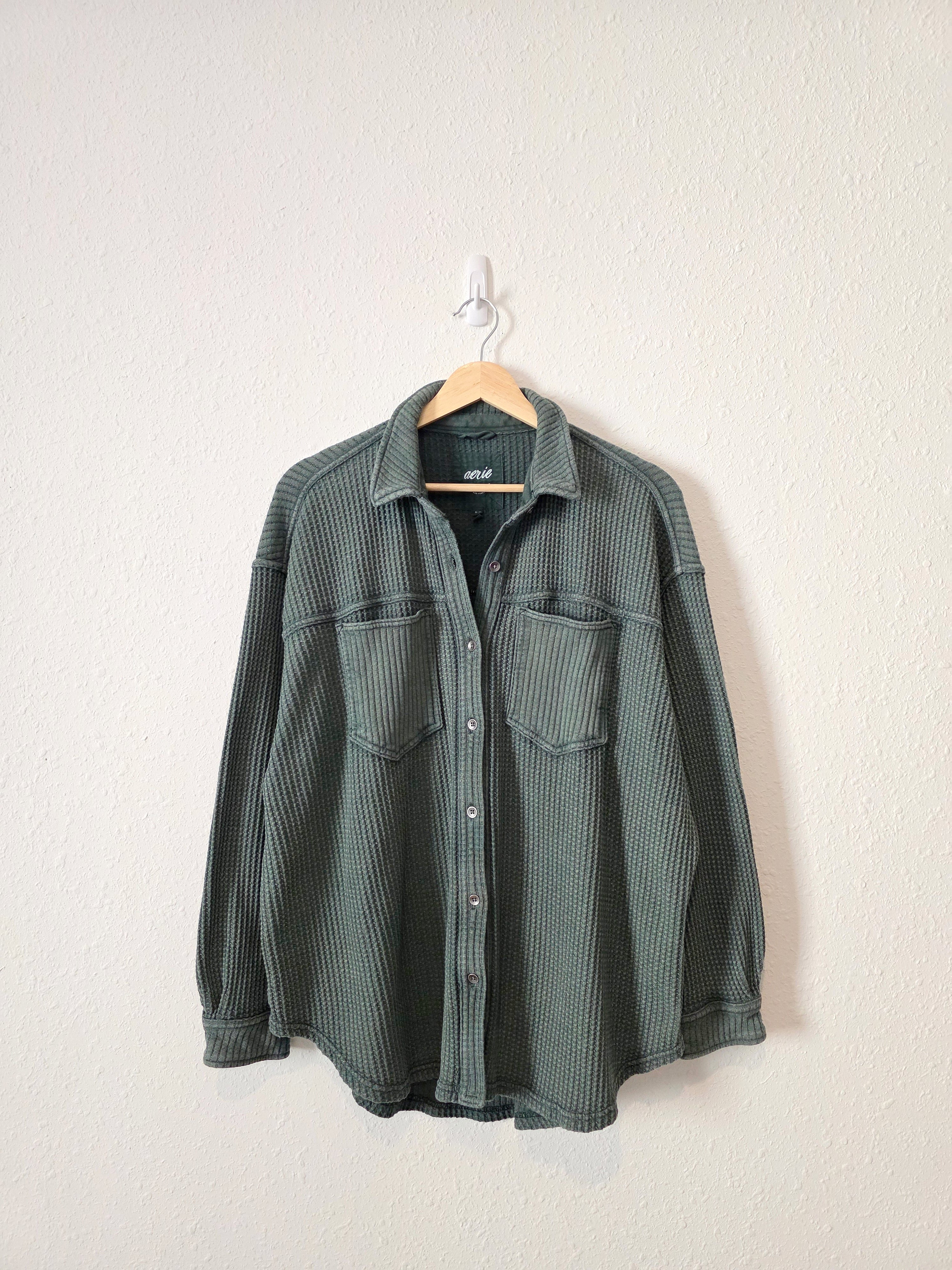Aerie Green Waffle Shirt Jacket (M)