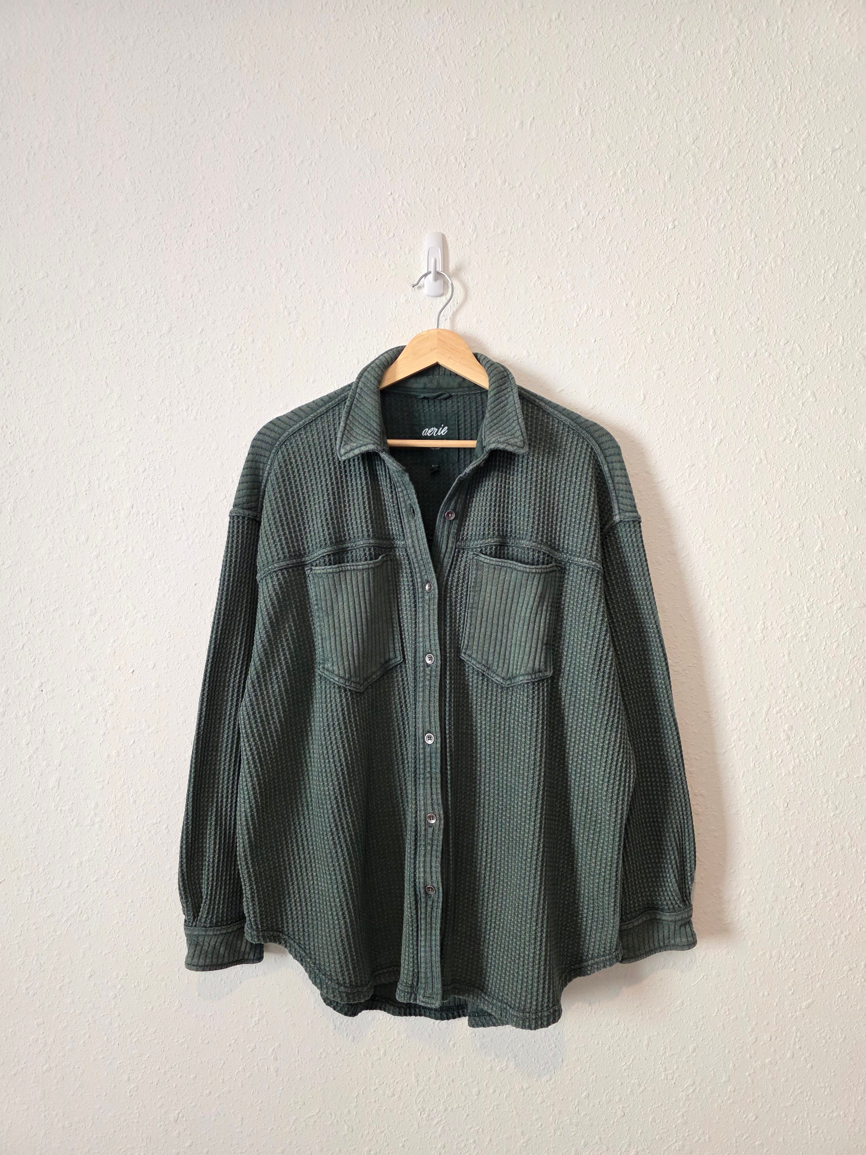 Aerie Green Waffle Shirt Jacket (M)