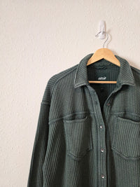 Aerie Green Waffle Shirt Jacket (M)