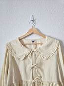 Cream Corduroy Tie Front Blouse (M)
