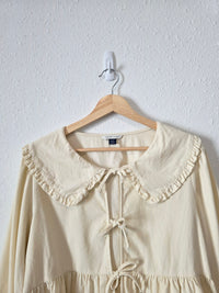 Cream Corduroy Tie Front Blouse (M)