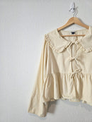 Cream Corduroy Tie Front Blouse (M)