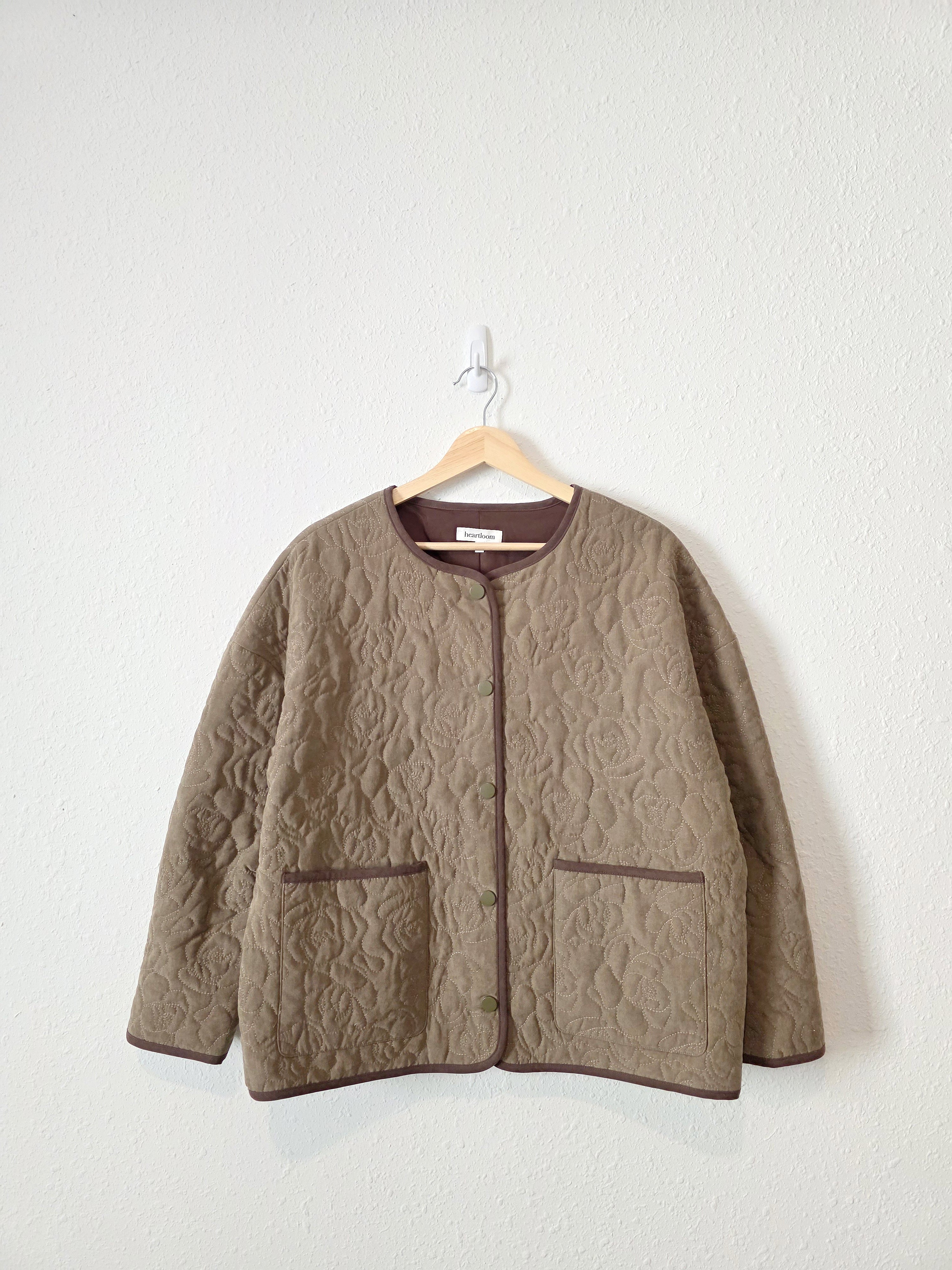 Heartloom Green Floral Quilted Jacket (S)