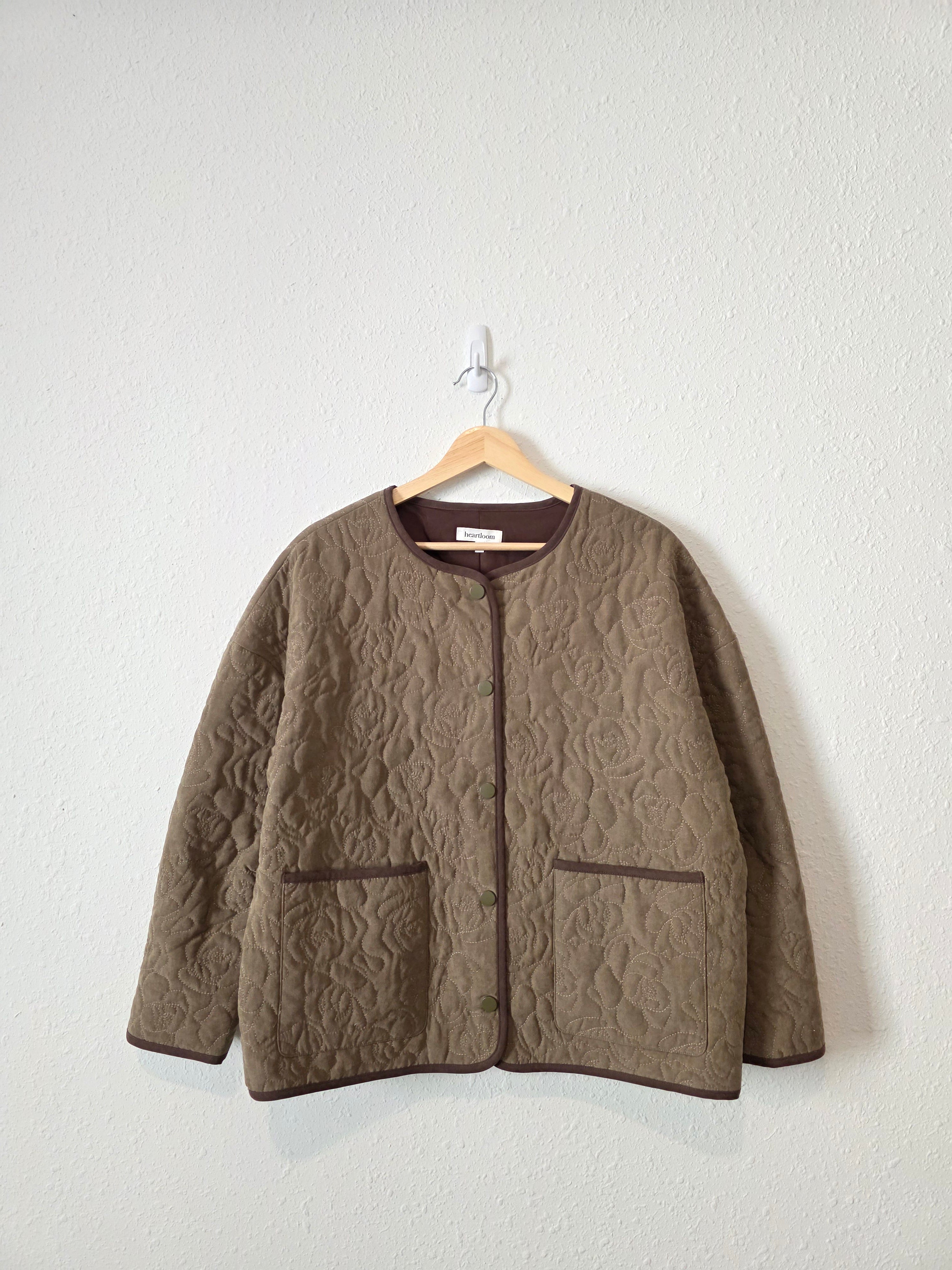 Heartloom Green Floral Quilted Jacket (S)