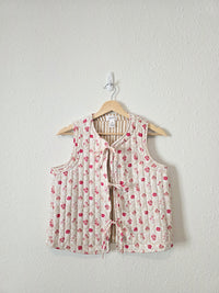 Floral Quilted Tie Front Vest (M)