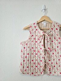 Floral Quilted Tie Front Vest (M)