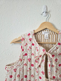 Floral Quilted Tie Front Vest (M)