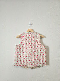 Floral Quilted Tie Front Vest (M)