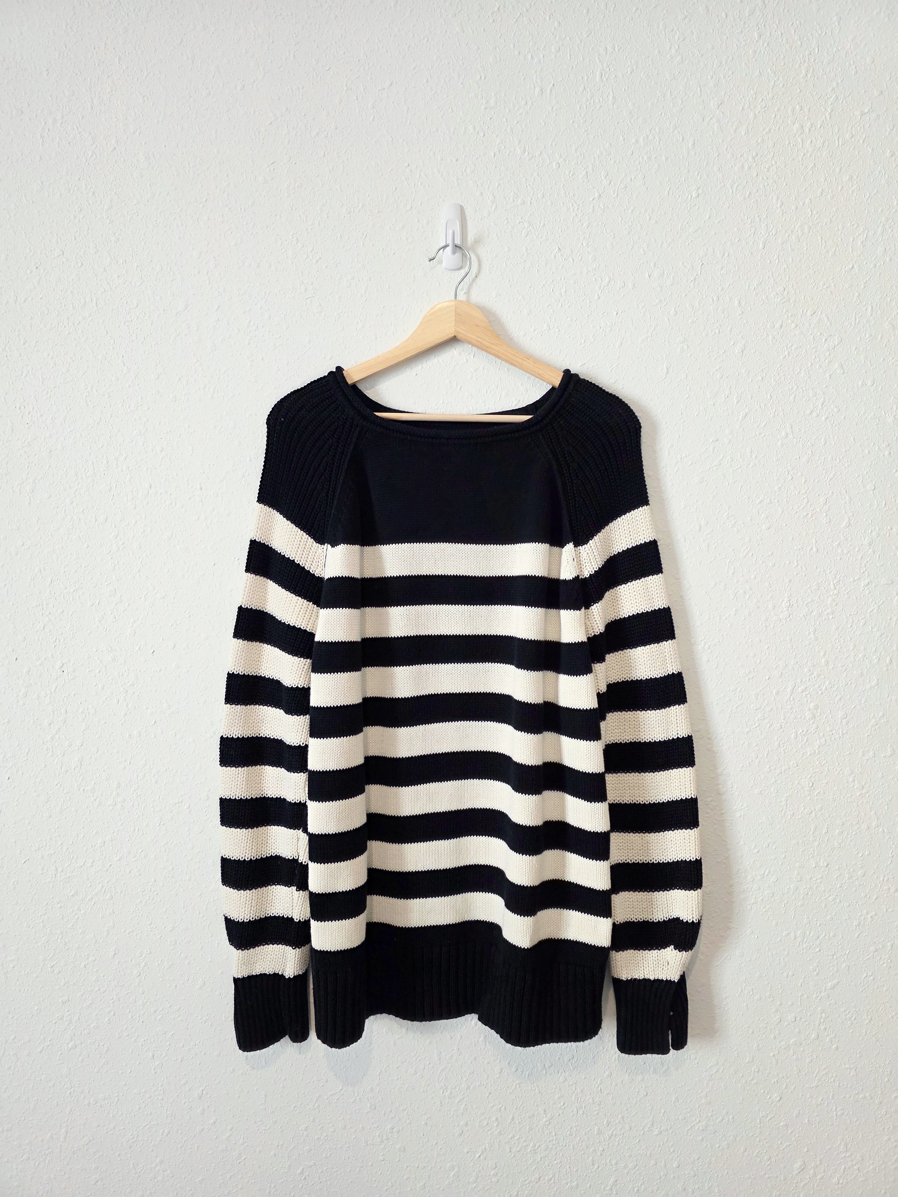 Aerie Oversized Striped Cotton Sweater (M)