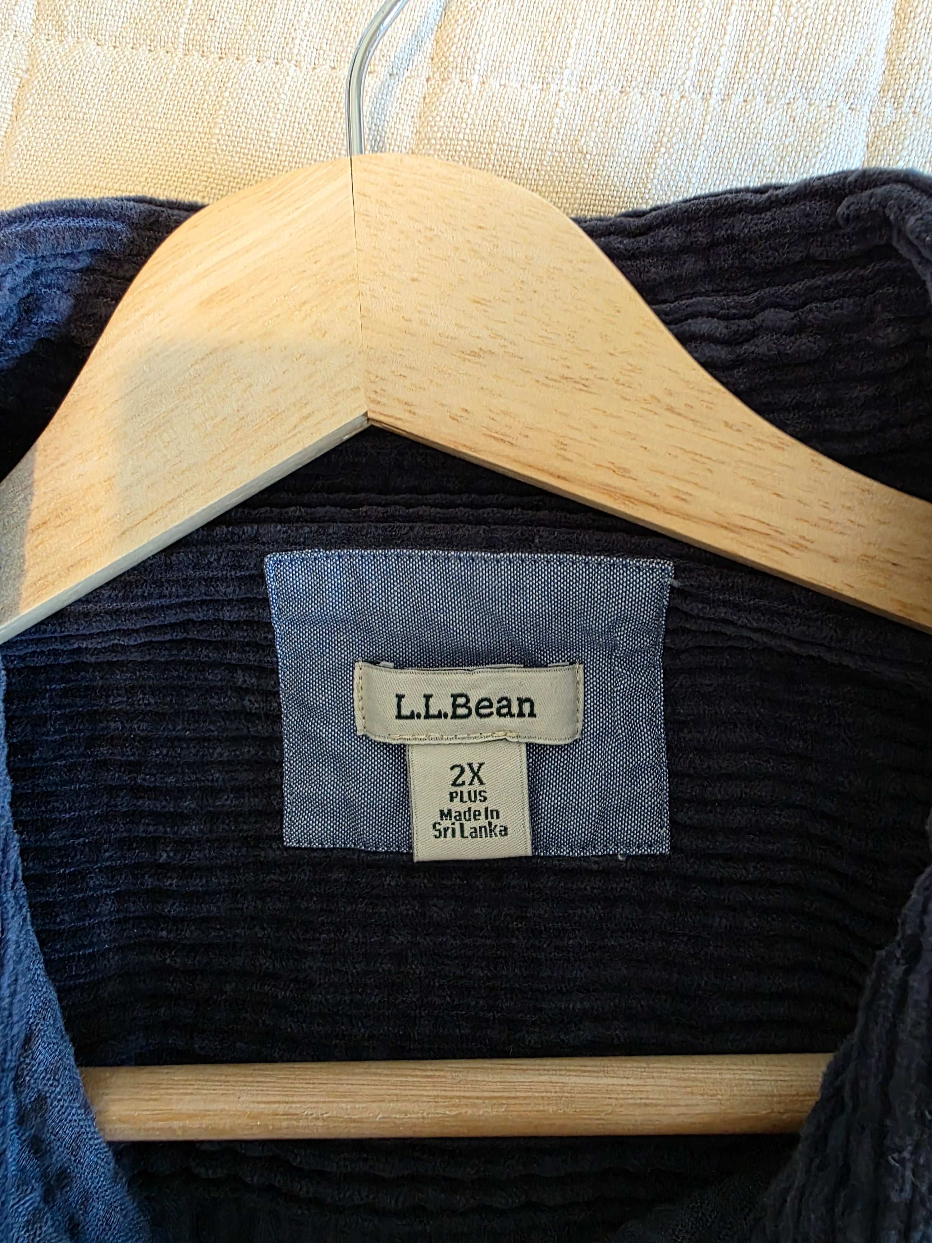 LL Bean Navy Corduroy Button Up (2X)