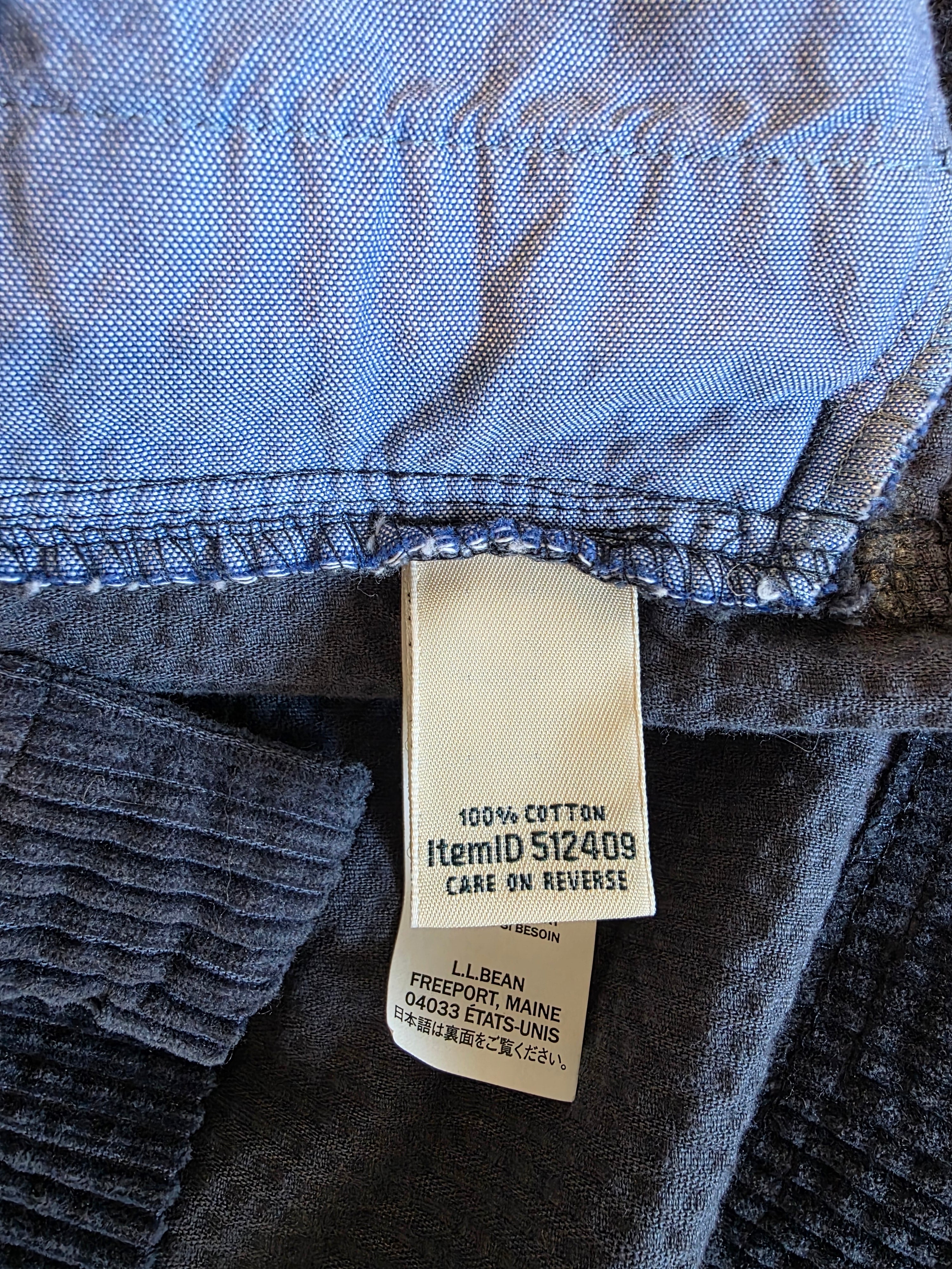 LL Bean Navy Corduroy Button Up (2X)