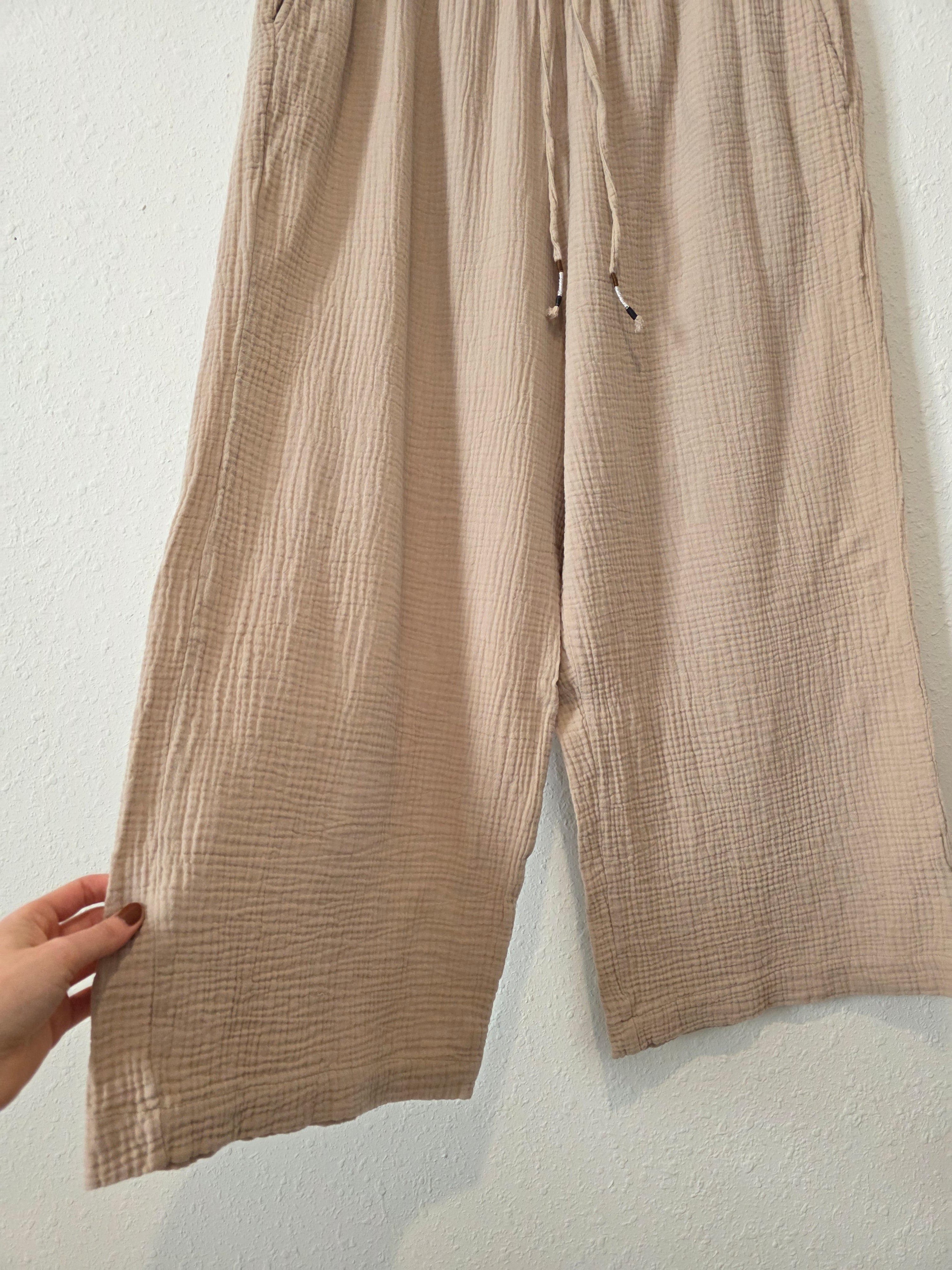 Cotton Gauze Wide Leg Pants (2X)