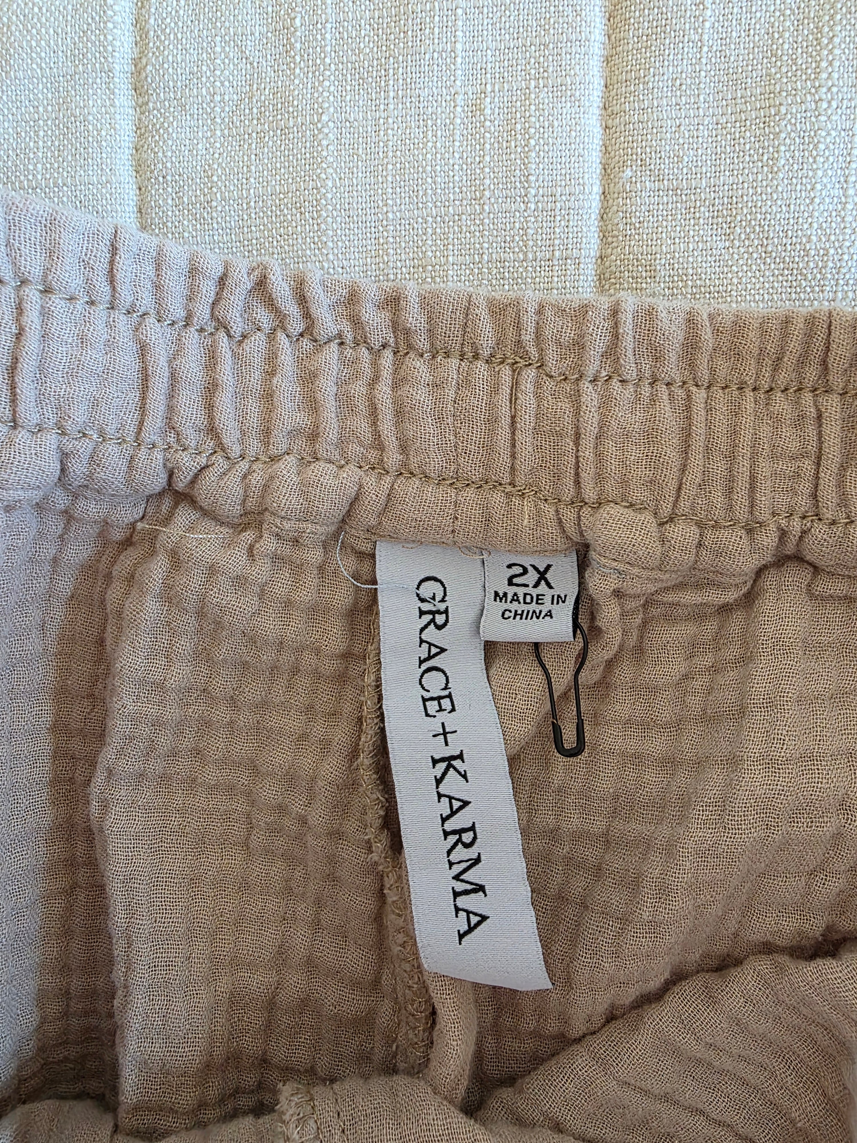 Cotton Gauze Wide Leg Pants (2X)