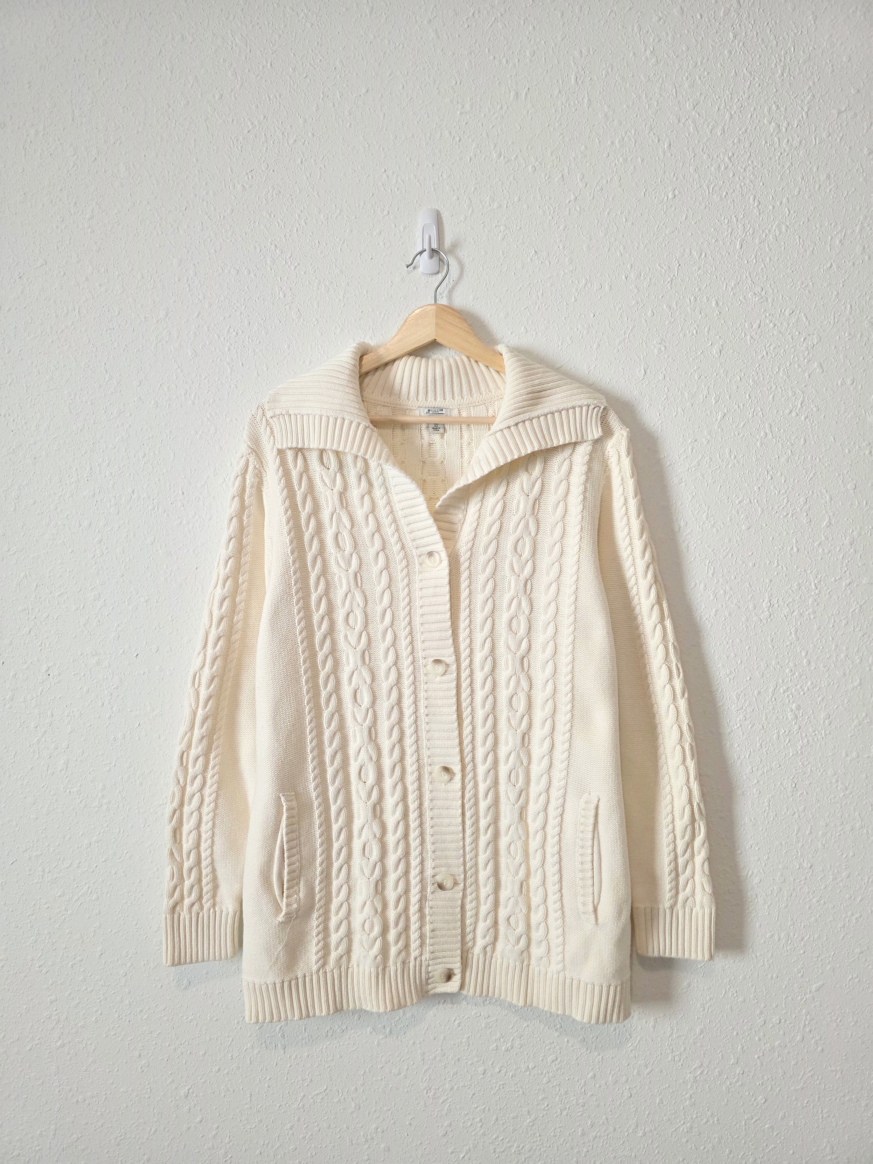 LL Bean Cable Knit Cotton Cardigan (XL)