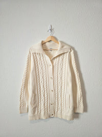 LL Bean Cable Knit Cotton Cardigan (XL)