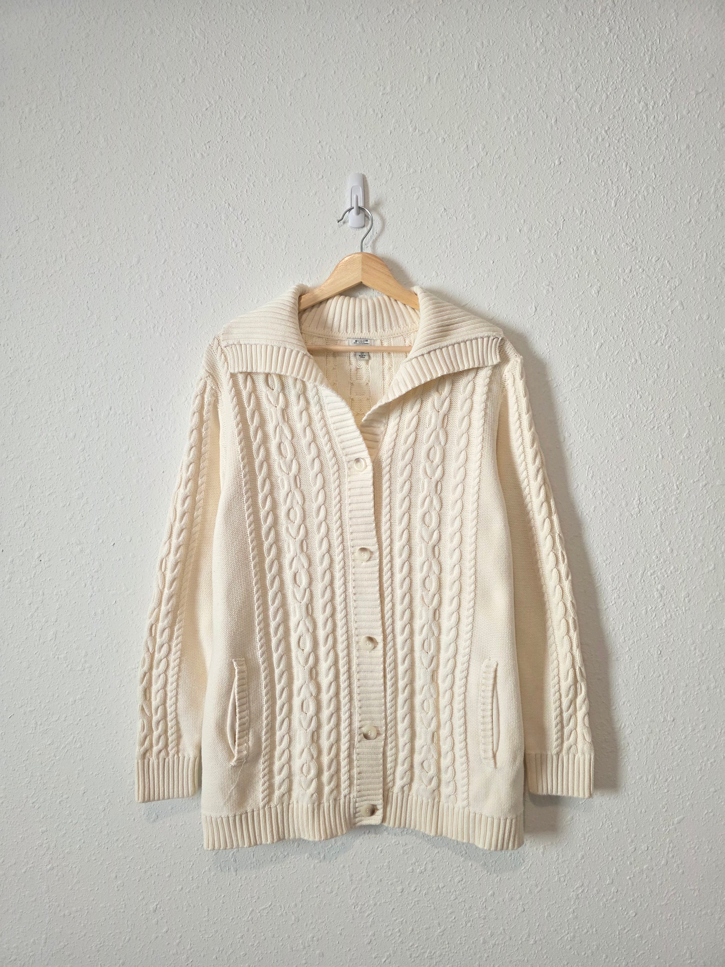 LL Bean Cable Knit Cotton Cardigan (XL)