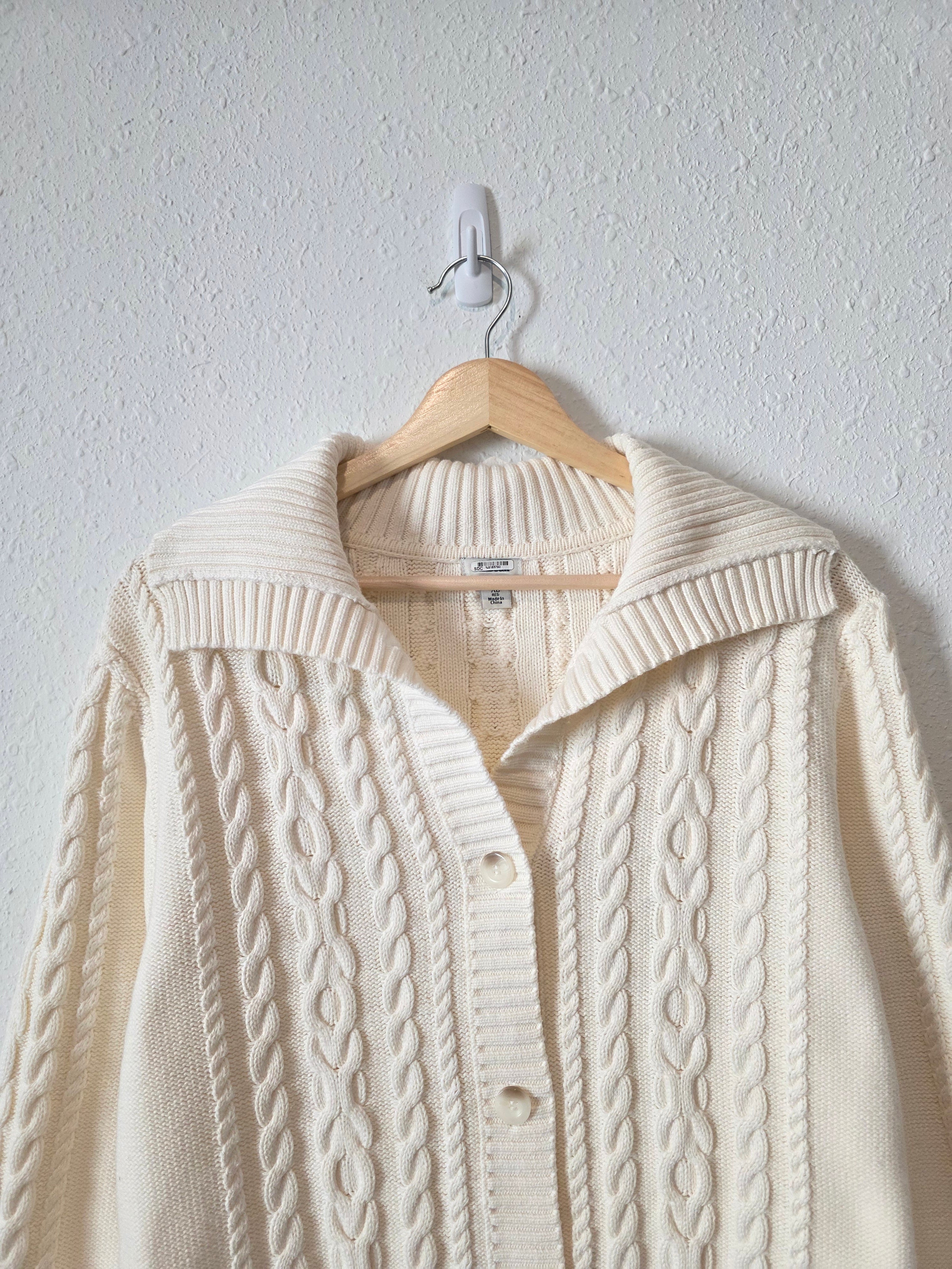 LL Bean Cable Knit Cotton Cardigan (XL)