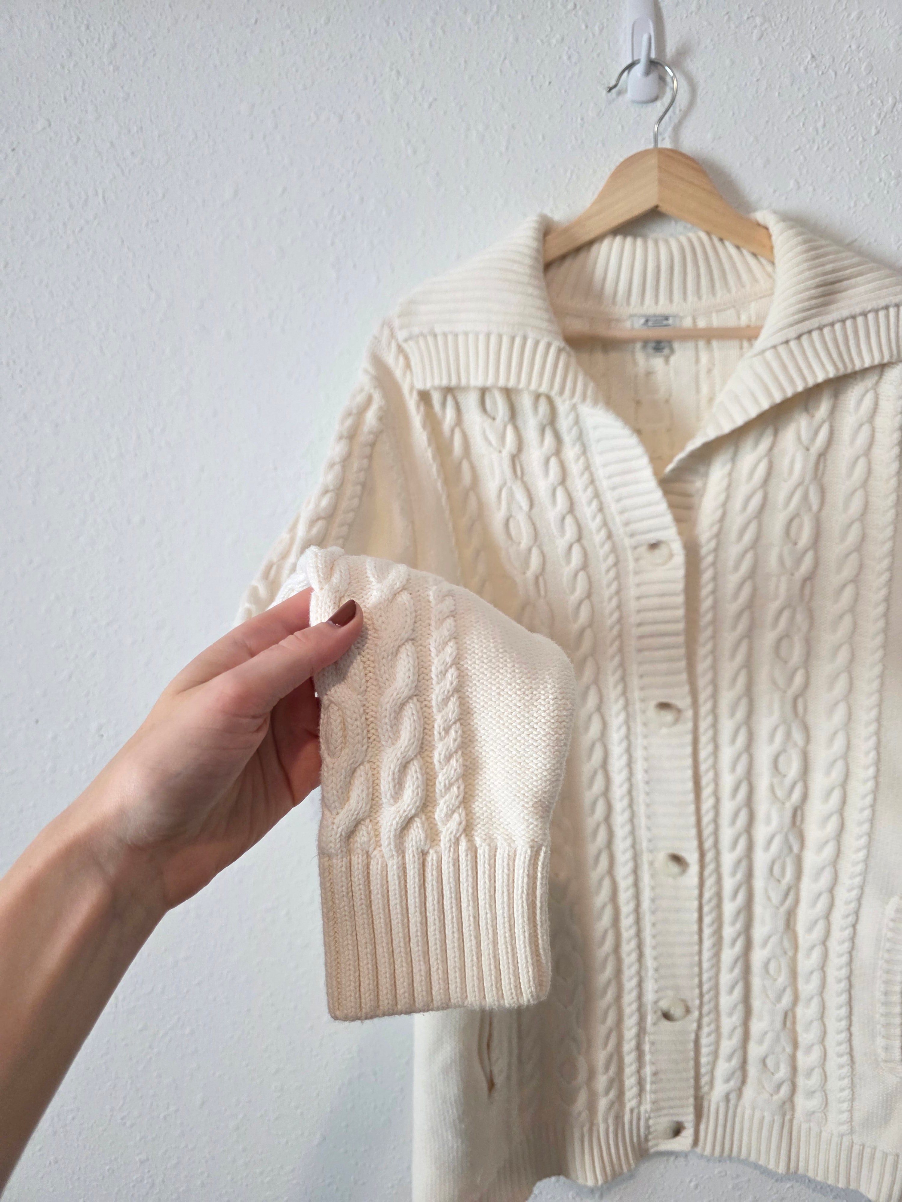 LL Bean Cable Knit Cotton Cardigan (XL)