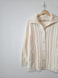 LL Bean Cable Knit Cotton Cardigan (XL)