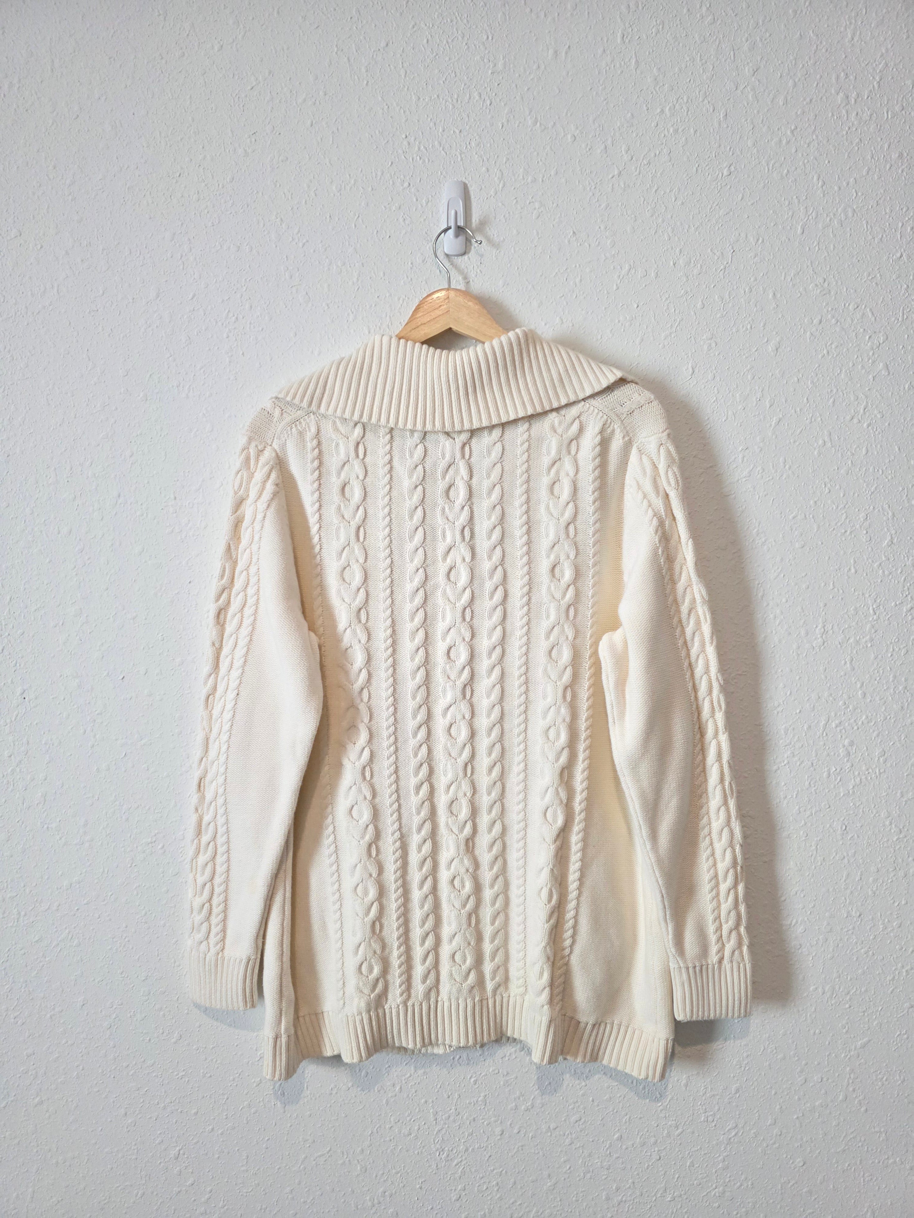 LL Bean Cable Knit Cotton Cardigan (XL)