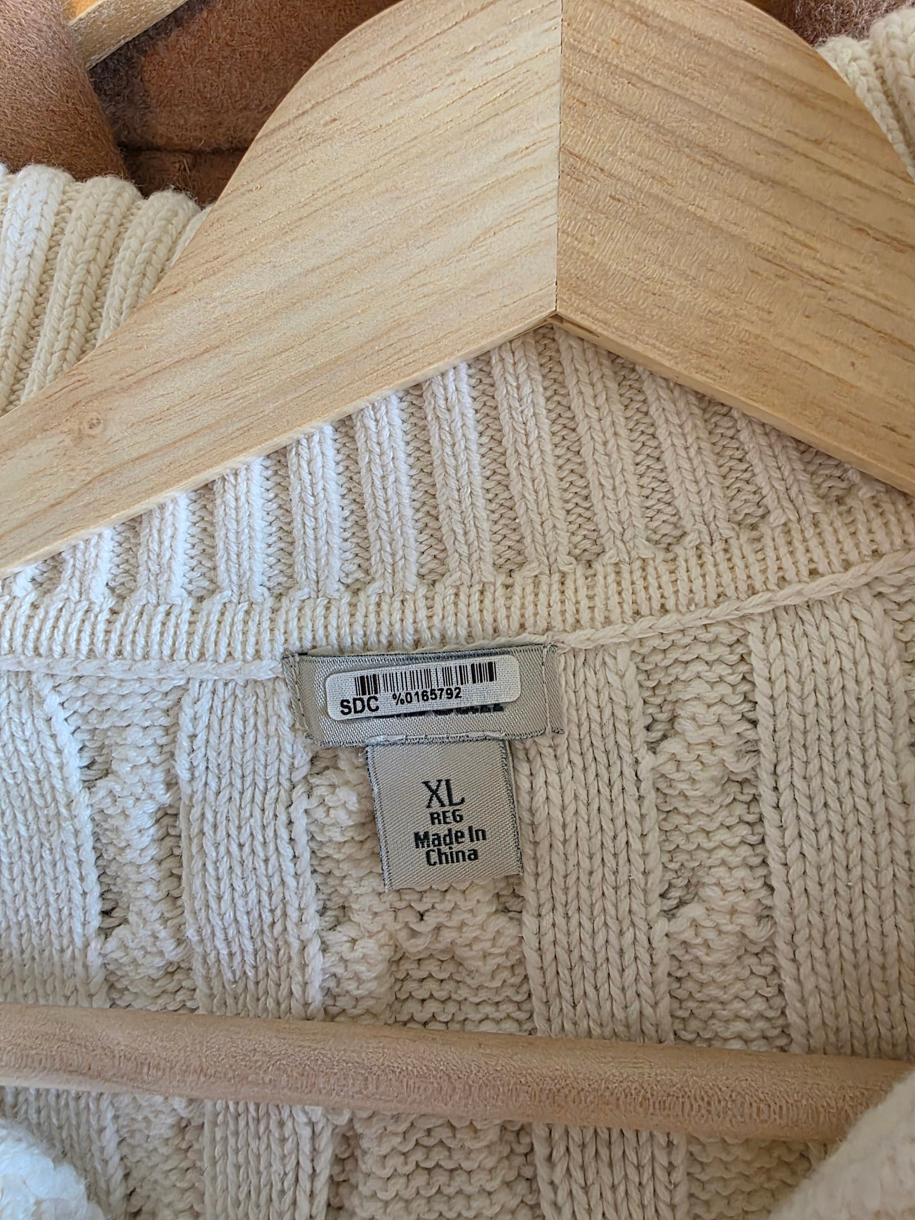 LL Bean Cable Knit Cotton Cardigan (XL)