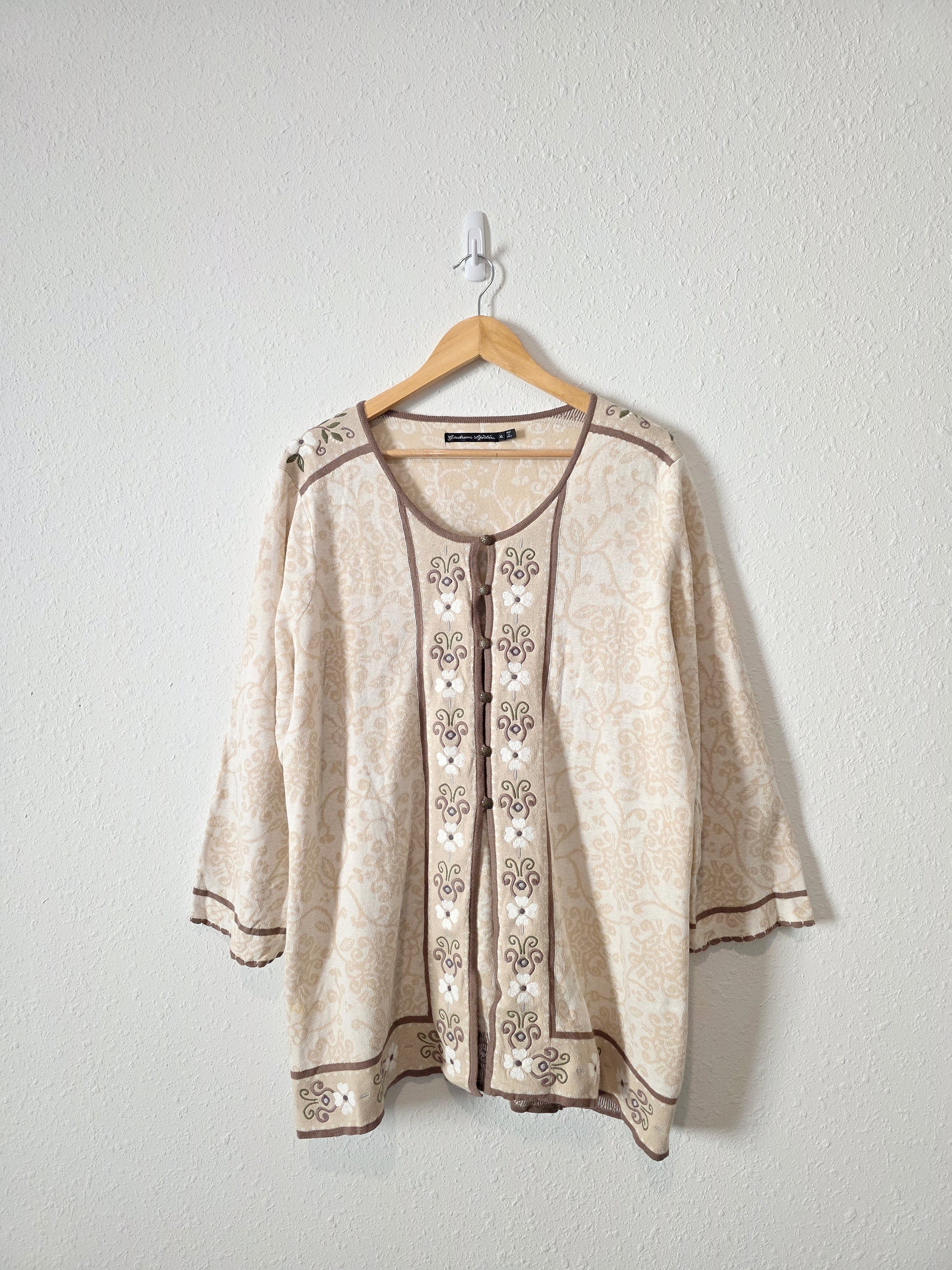 Gudrun Sjoden Floral Embroidered Cardigan (XL)