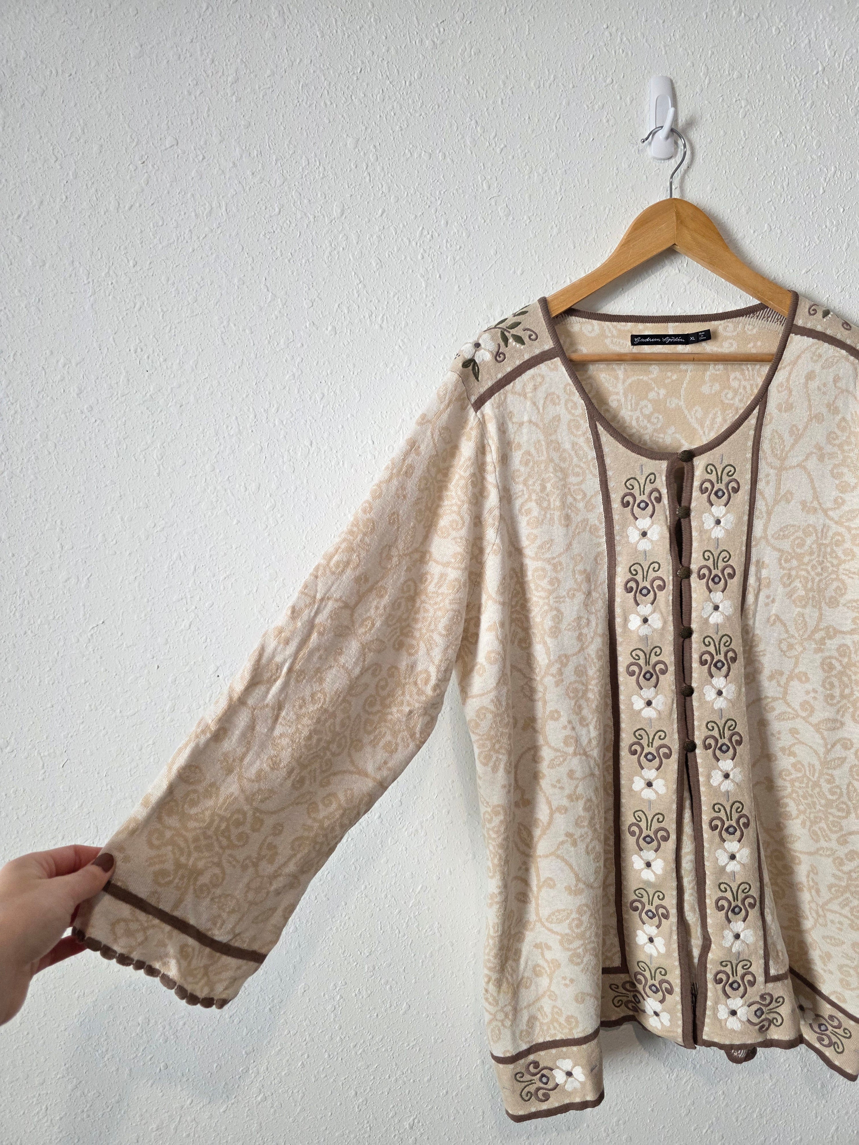 Gudrun Sjoden Floral Embroidered Cardigan (XL)