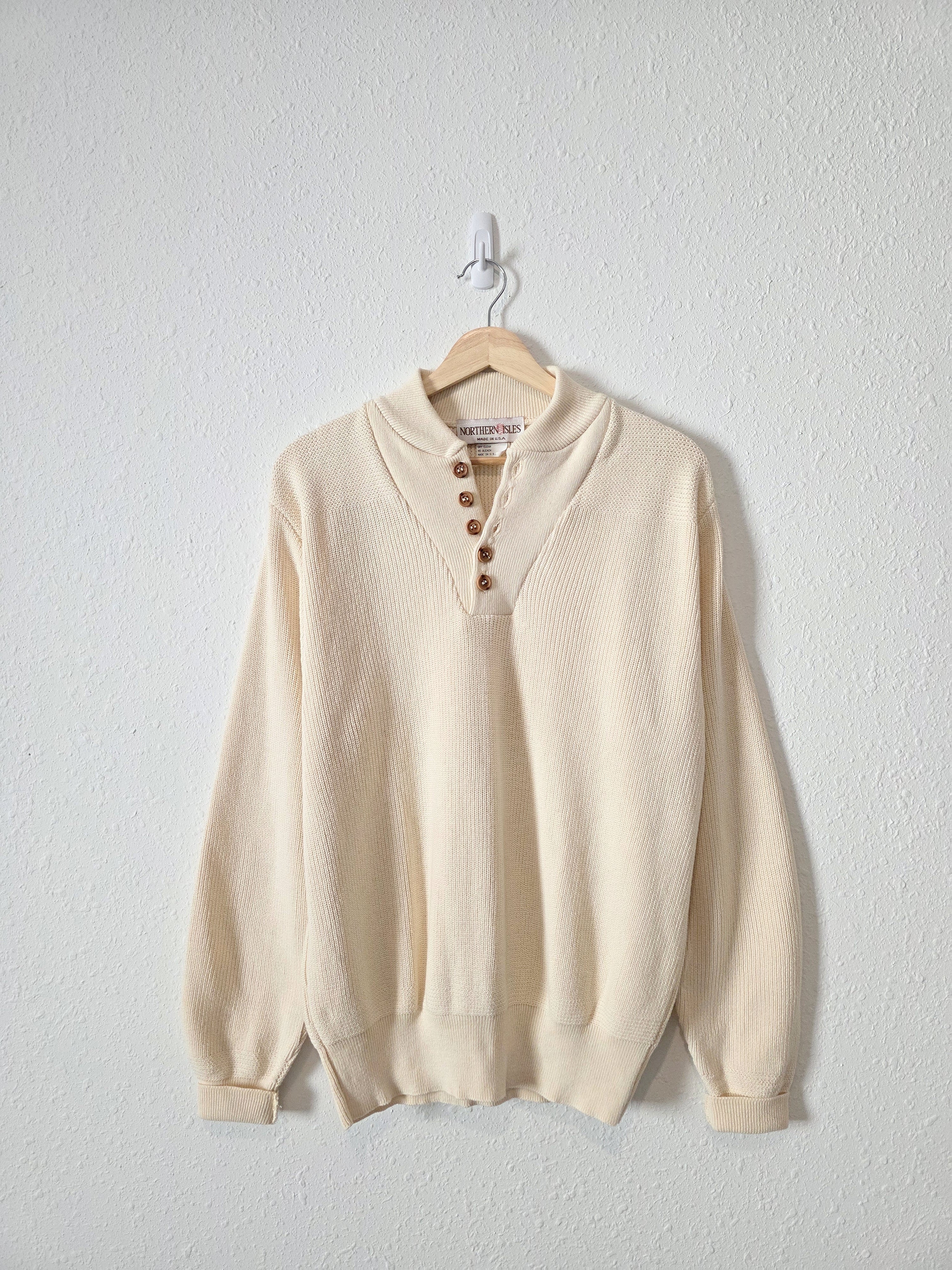 Vintage Cotton Henley Sweater (L)